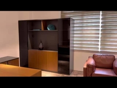 BESTON Meubelen Kantoorkast met 2 Glazen Schuifdeuren Houten Opbergkast