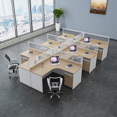 2 4 6 Persoon Modern Kantoor Werkstations Bureau Aluminium Profiel Stof Materiaal
