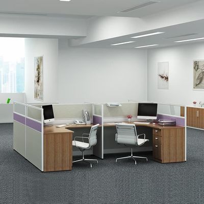 4 Personeel Kantoor Werkstation Bureaus Aangepaste ODM Houten Computer Werkstation
