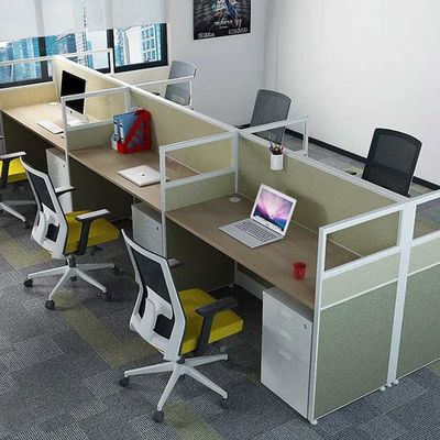 Modern aluminium werkstation voor 4 personen met scheidingswand
