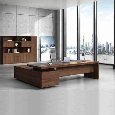Het bruine Uitvoerende Bureau plaatst 900mm Houten Bureau met Kabinet