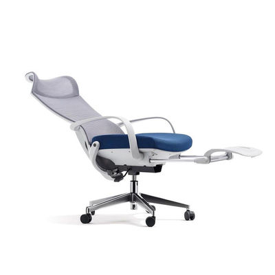 Grijze en blauwe thuiskantoorstoel Modern strak design met vaste hoofdsteun
