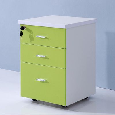 Mobiele archiefkast met 3 lades Groene houten afsluitbare archiefkast