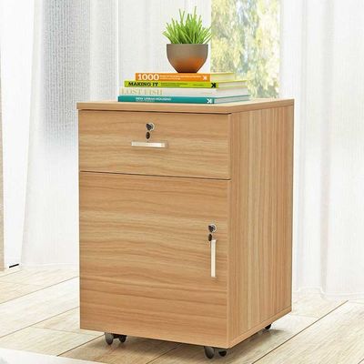 Archiefkast met 3 lades, oprolbaar, hout, afsluitbaar, met handgreep van aluminiumlegering