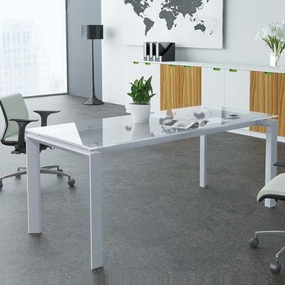 H750mm Kantoor Vergadertafel Metalen Poten Glazen Vergaderbureau