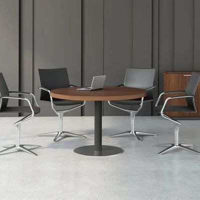 Ronde vergadertafel, 80 cm, zwart, vergaderruimte met zwarte metalen poot