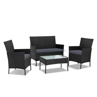 Rieten Outdoor Hoekbank Set Rotan Tuinstoel Met Metalen Poten