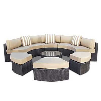 Round Lounge Outdoor Strandmeubel Sofa PE Rotan Wasbaar