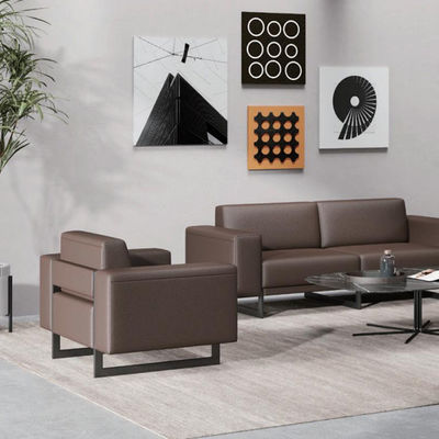 Aangepaste maat 2-zits leren bank Comfortabele leren sectionele bank