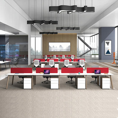 Open kantoor werkstation 8 Set Rood Houten 8 Persoon Office werkstation