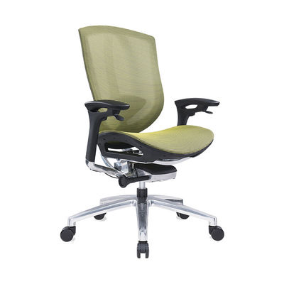Ergonomische Groene PU Lifting Arms High Back Mesh Office Chair met Aluminium Legroom Voeten
