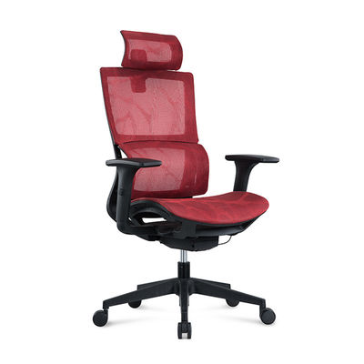 Rood Nylon Body Mesh kantoorstoel met 3D-opheffende armsteun en PU-armsteunoppervlak