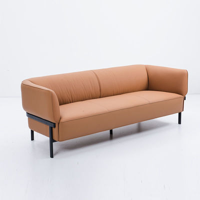 Bruine woonkamer Lederaquater sectiesofa kantoorsofa set