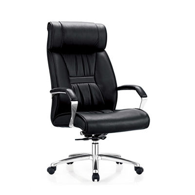 Zwarte Executive Office Chair Rolling Swivel PU Leders stoel