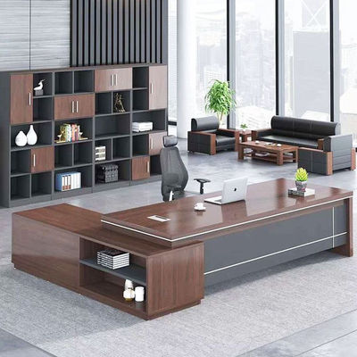 Uitvoerend baas kantoor bureau tafel - 2200mm hout graan melamine ontwerp met zijkast