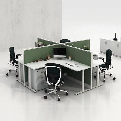 Houten kantoor bureau afscherming 4 personen Personeelsruimte kantoor tafel