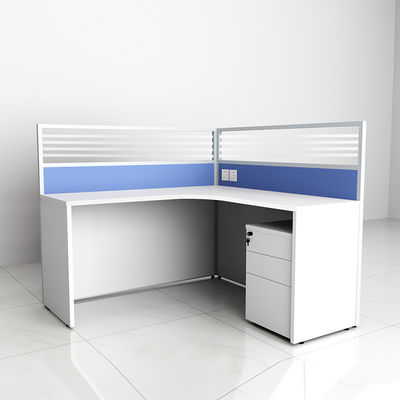 Blauw glazen scheidingswand Single Office Workstation Desk Met kast