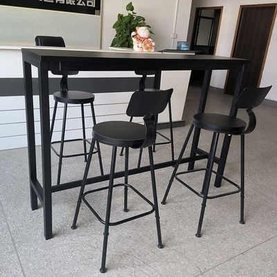 1600W Zwart Metalen Frame Dranktafel met 25mm Dik Melamine Bord Mini Bar Kast