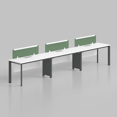W3600*D1200*H750MM Rechte kantoormeubilair Modulair 6 zitplaatsen Witte computer werkstation Tafel bureau