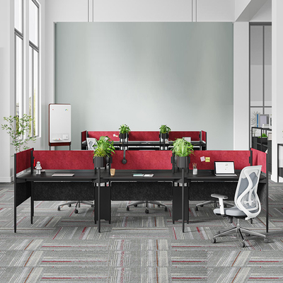 Rood Zwart 6 personen kantoor werkstation Bureau BS-W101