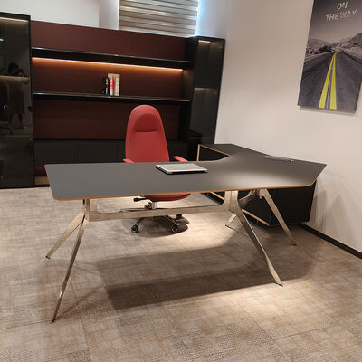 Zwart Luxe Executive Office Desk Voor baas of CEO MDF en MFC Houten kantoormeubelen