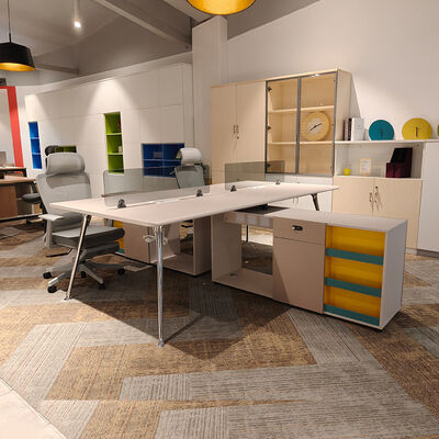 Hoogwaardig modulair kantoor houten bureau voor 4 personen