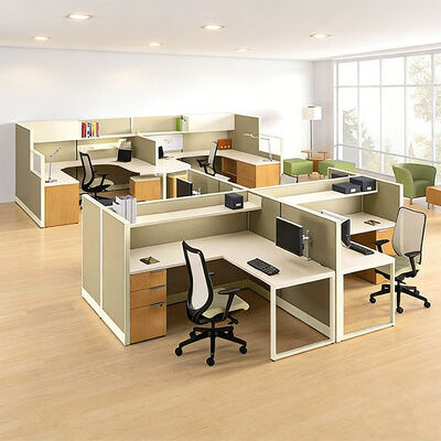 Op maat gemaakte kantoorwerkstation met Melamine Board Desktop en Aluminium Frame Modulair kantoormeubel