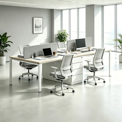 Modulair werkstation bureau met 25 mm dikke bureaublad en 2 4 6 zitplaatsen in melamine board