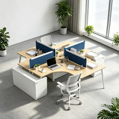Modulaire werkplek bureaus met 25 mm melamine board, aanpasbare lay-outs en mobiele opslagkasten voor samenwerkende kantoren