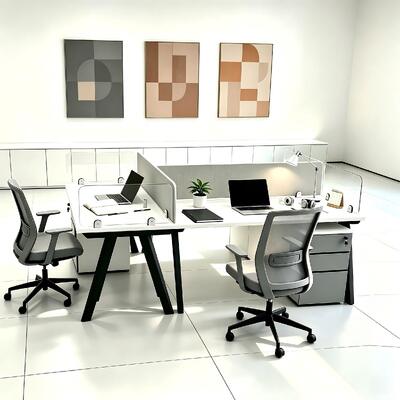 Op maat gemaakte modulaire werkstation bureau met Melamine Board Desktop in 2 4 6 zittende configuraties