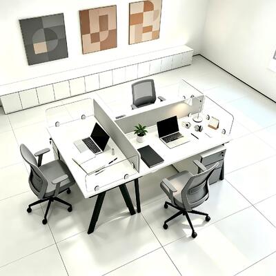 Modulair werkstationbureau op maat met melamine bureaublad voor configuraties voor 2, 4 of 6 personen