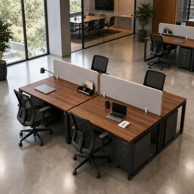 BS-WT62B 25mm Melamine Bureau Werkstation Bureau met Afmetingen van 2400x1200x750mm en Stoffen Scheidingswanden